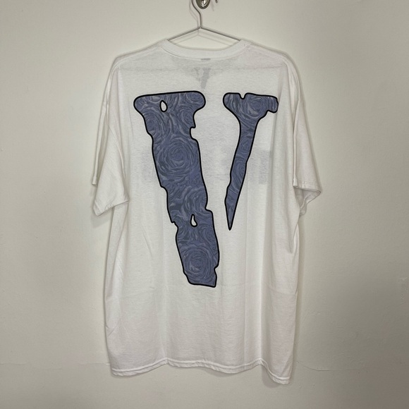 Pop Smoke x Vlone The Woo T-Shirt White Blue Rose Graphic Tee Size XL Rare - Picture 4 of 5